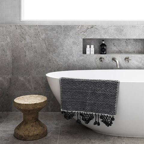 Black & White Wave - Bath Towels + Mat