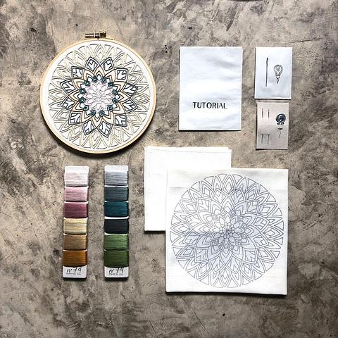Embroidery Hoop Kit / Rose Mandala