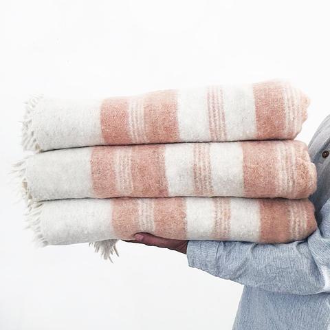 Momos Wool Blanket - Blush Stripe